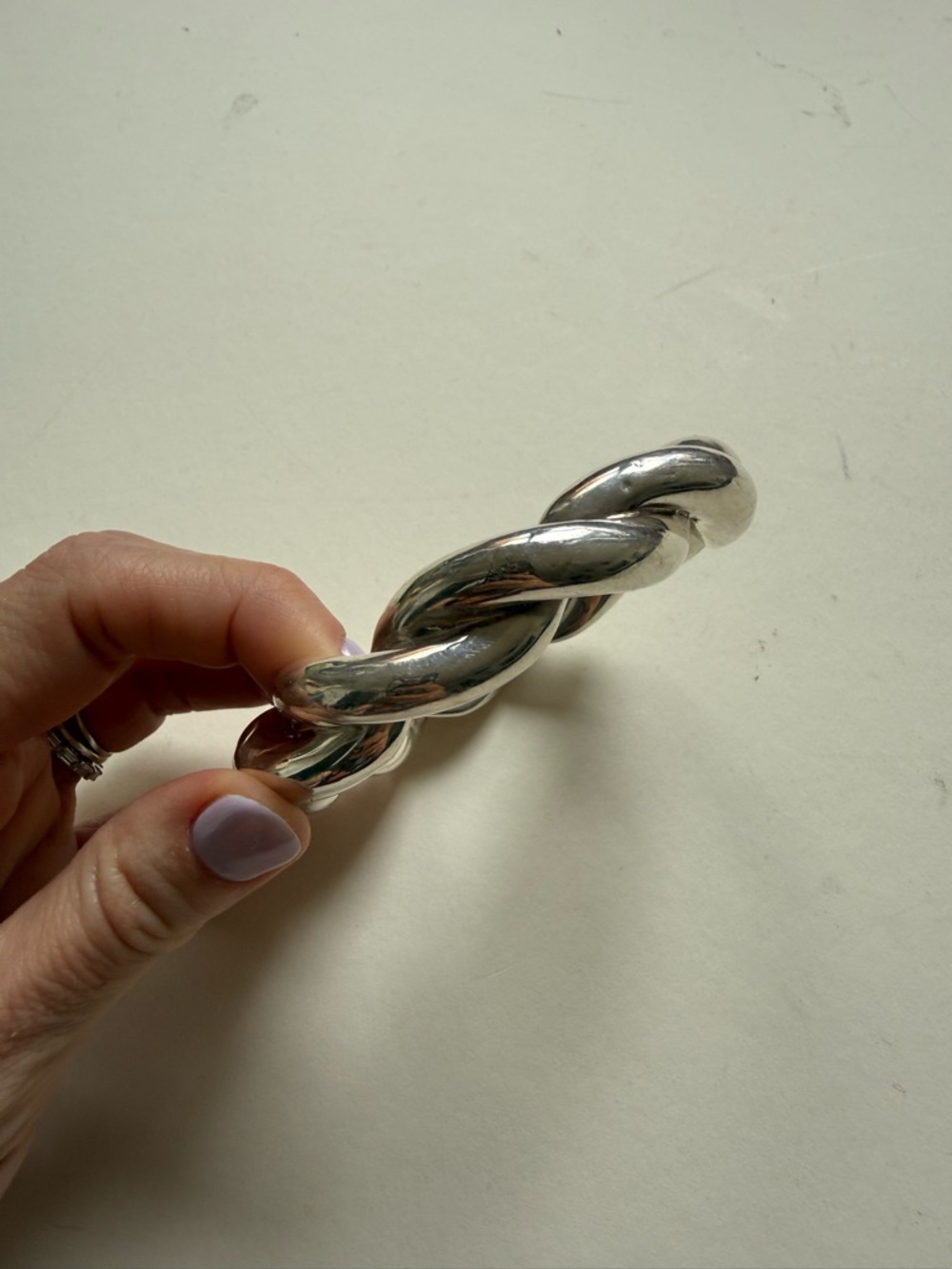 Sterling Silver 925 Twisted Rope Bangle Bracelet Large size - Picture 7 of 13